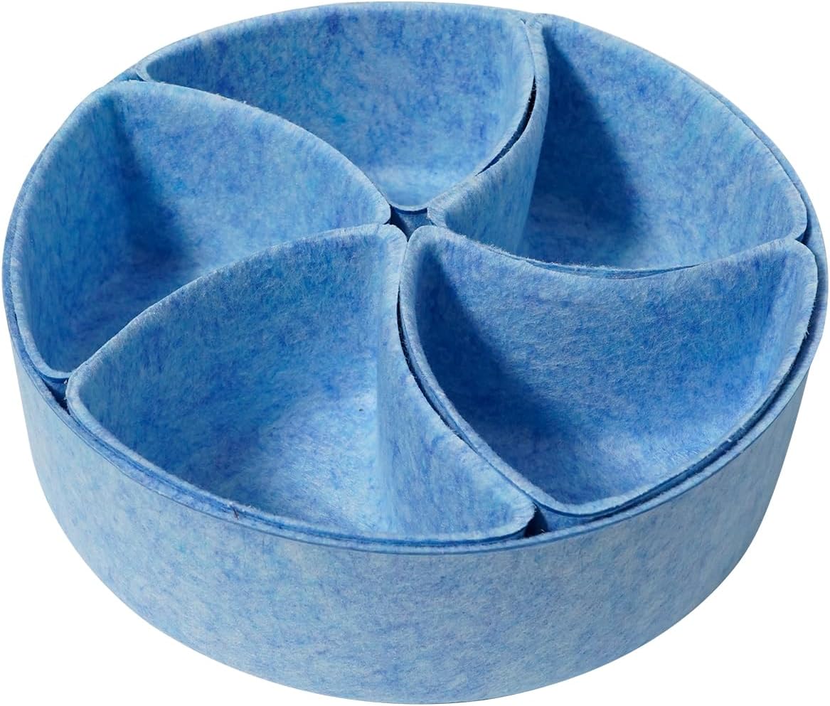 Felt Desk Drawer Organizer Tray,8 Pack Office Desk Drawer Dividers,Felt Drawer Round Storage Box For Saving Space,Makeup Drawer Organizer Bins.(Blue)