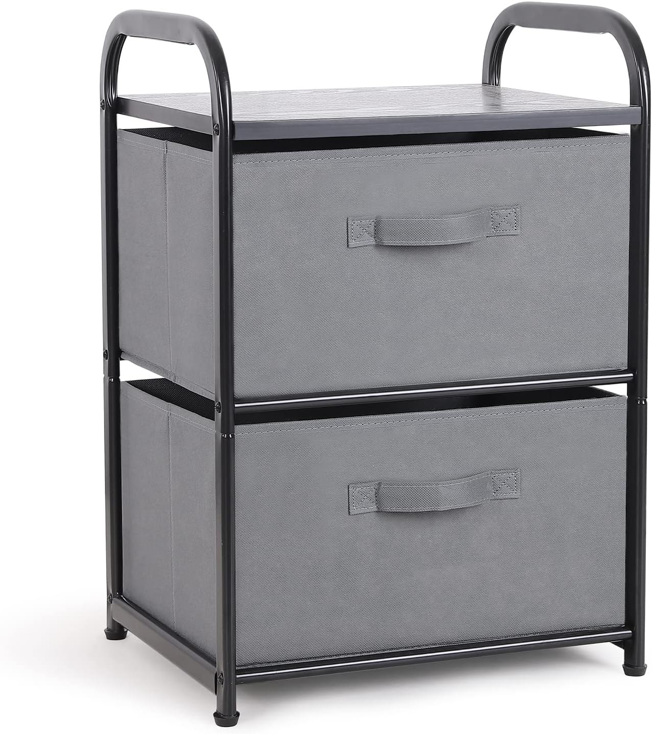 Dresser for Bedroom with 2 Drawers, Wide Chest of Drawers, Fabric Dresser, Storage Organizer Unit with Fabric Bins for Closet, Living Room, Hallway, Nursery, Dark Grey