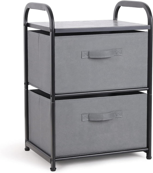 Dresser for Bedroom with 2 Drawers, Wide Chest of Drawers, Fabric Dresser, Storage Organizer Unit with Fabric Bins for Closet, Living Room, Hallway, Nursery, Dark Grey