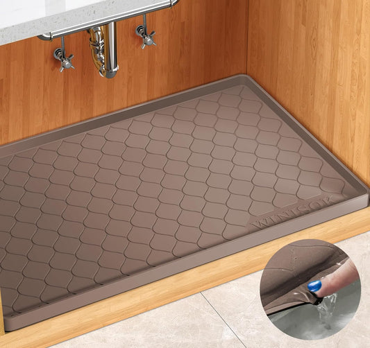 Silicone Under Sink Mat 34" x 22", kitchen Essentials and Gadgets, Shelf liner and Cabinet Protector, Home Organizers and Storage, Waterproof Bathroom Tray