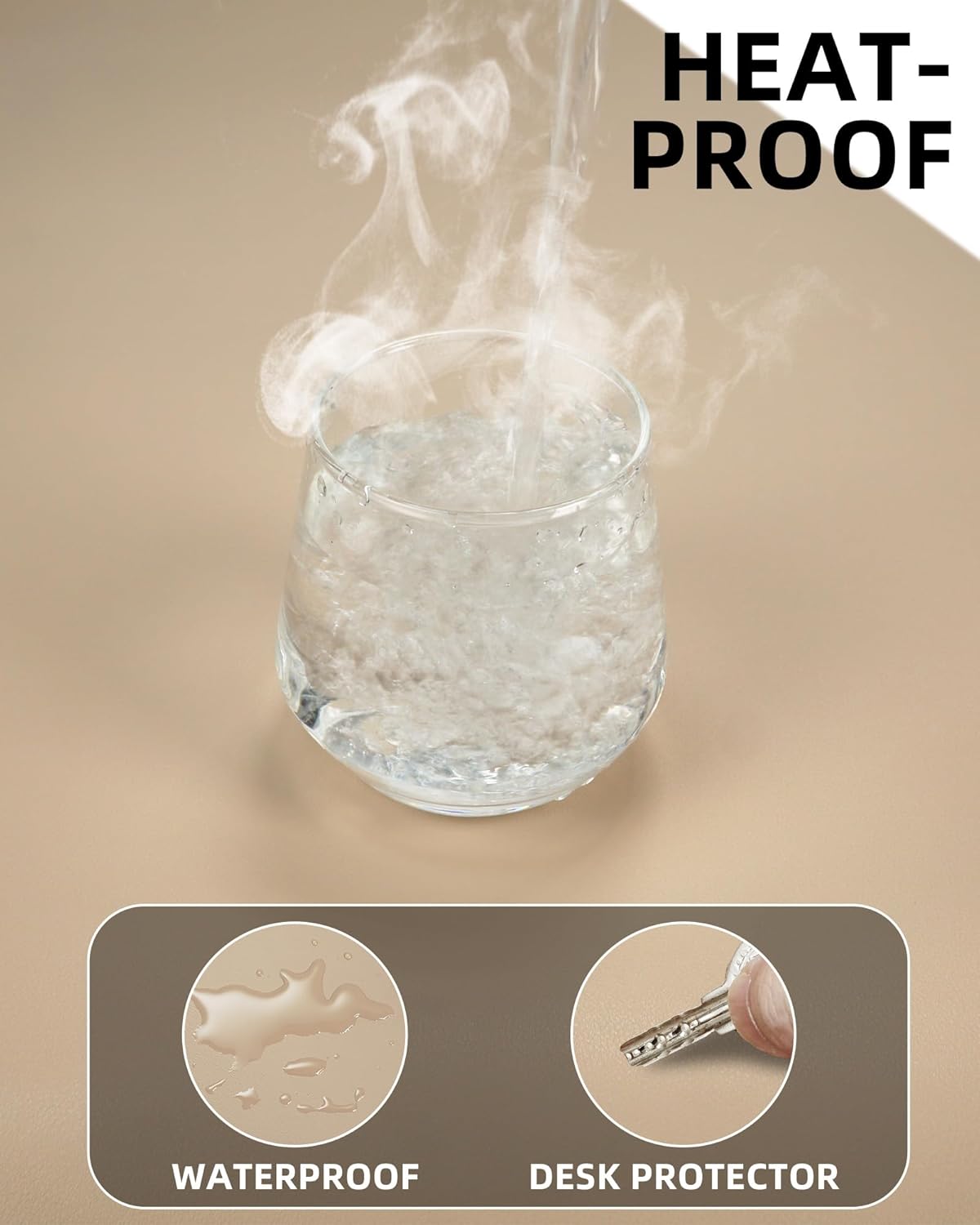 Non-Slip Desk Pad,Desk mat,Large Mouse Pad,Office Desk mat,Waterproof PU Leather Desk Blotter Mat,Laptop Desk Pad,Desk Writing Pad for Office and Home (Beige, 24" x 13.7")