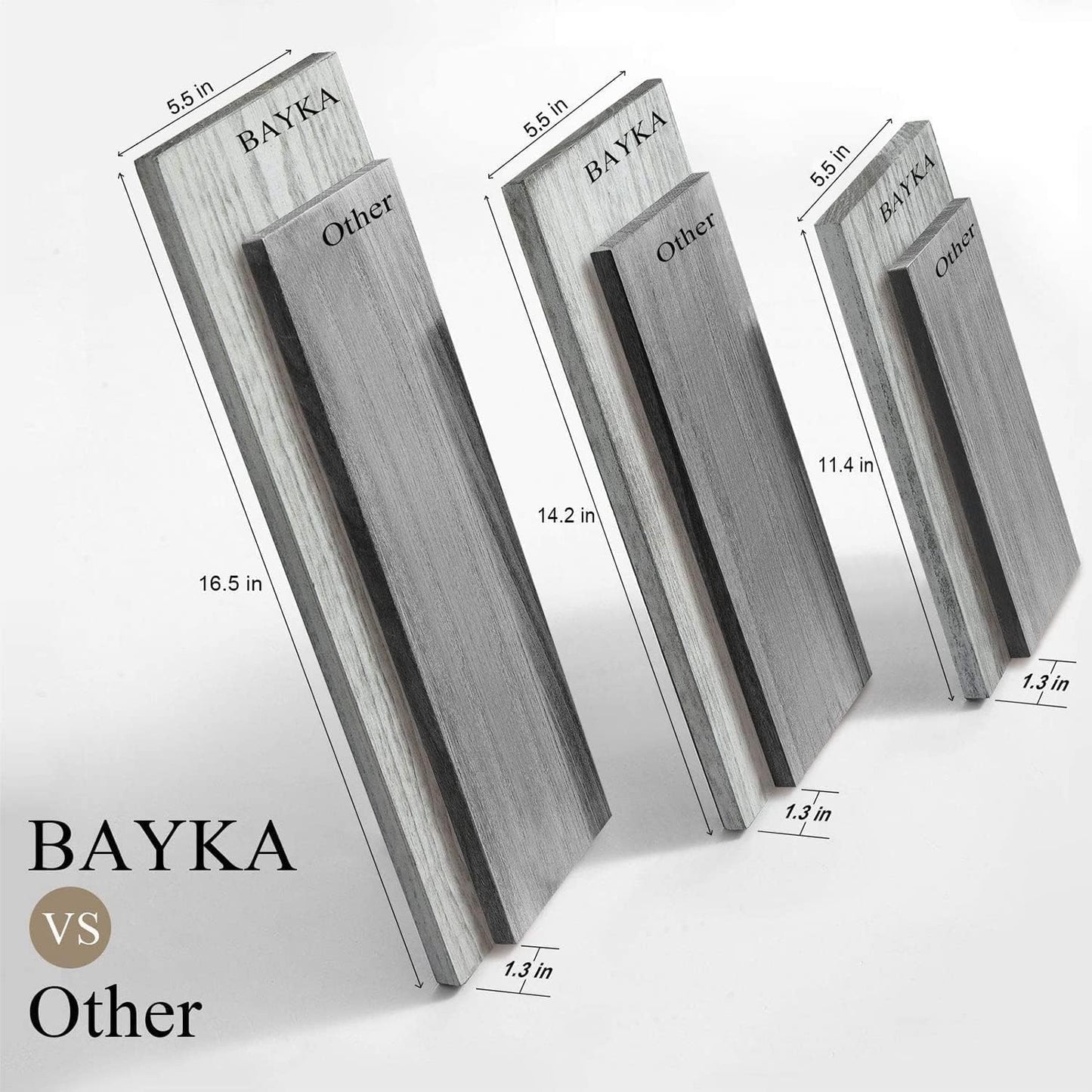 BAYKA Wall Shelves for Bedroom Decor, Floating Wall Shelves for Living Room Kitchen Storage, Mounted Rustic Wood Floating Shelves for Kids Books,Corner Shelves for Bathroom(Gray White，Set of 3)