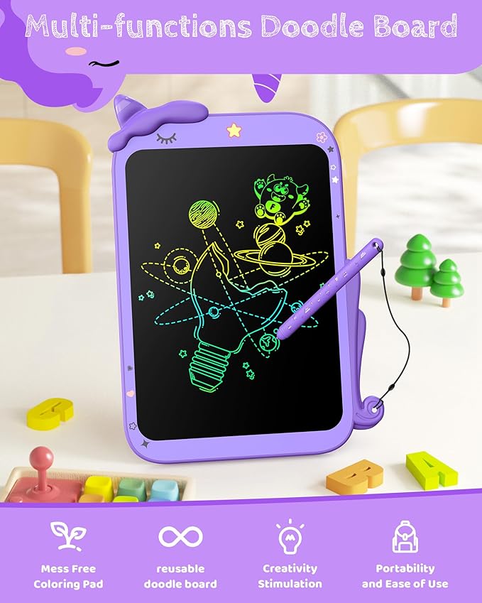 TEKFUN Toddler Boy Toys, LCD Writing Tablet for Kids, Doodle Board Dinosaur Toys, Travel Essentials Toys for 3 4 5 6 7 Year Old Boys Girls, Easter Birthday Christmas Gifts (10inch Purple)