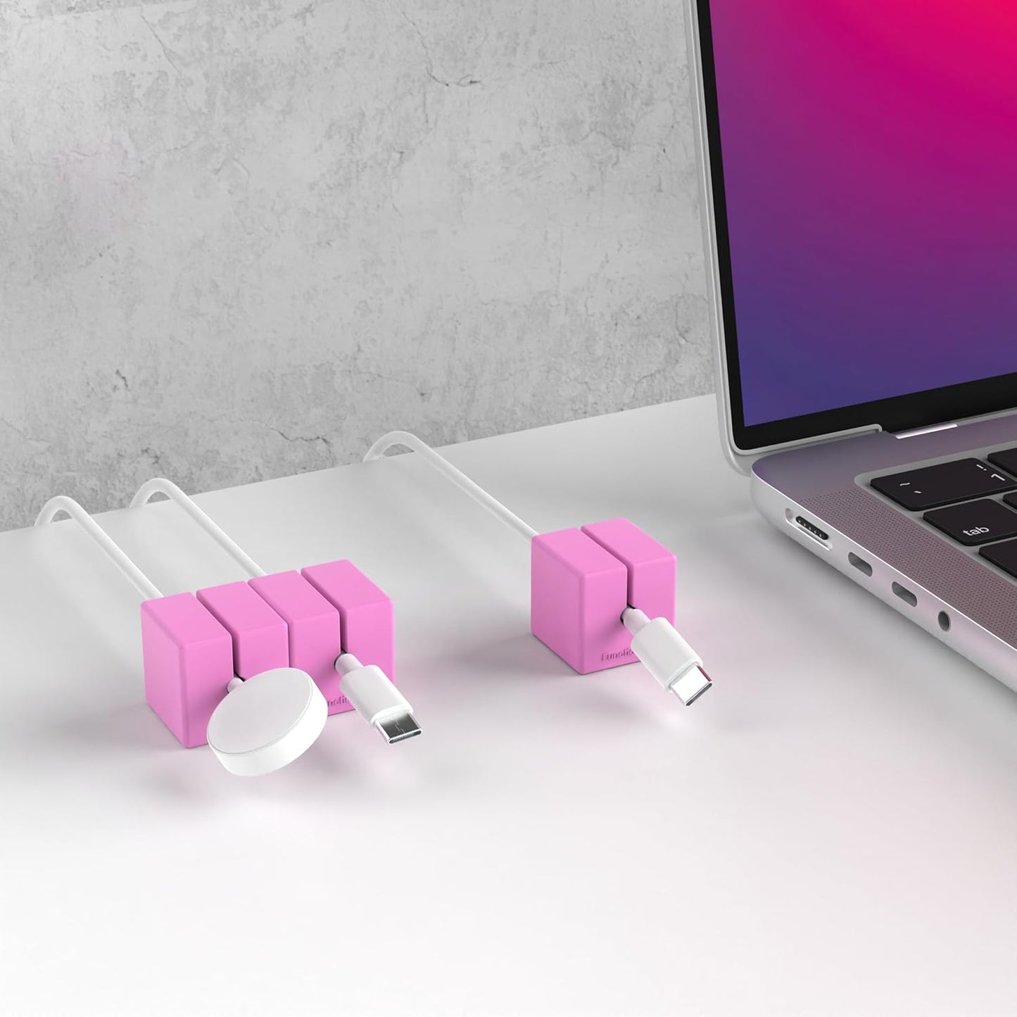 Function101 Weighted Magnetic Cable Blocks – Non-Adhesive Anchors for Cable Organization – Weighted Cord Holders & Accessory Organizer – Durable Magnetic Accessories for Office Use (Pink, Pack of 3)