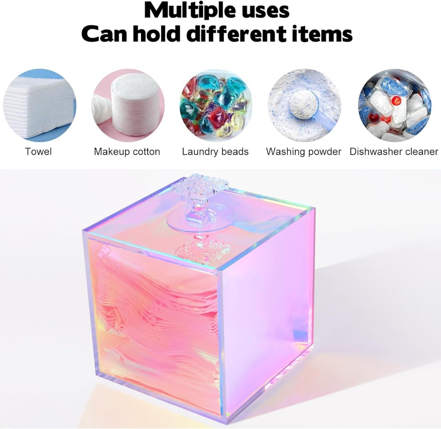 Acrylic Box with Lid Clear Storage Coffee Pod Holder Prism Box Durable Clear Square Cube with Hinged Lid for House and Office Use