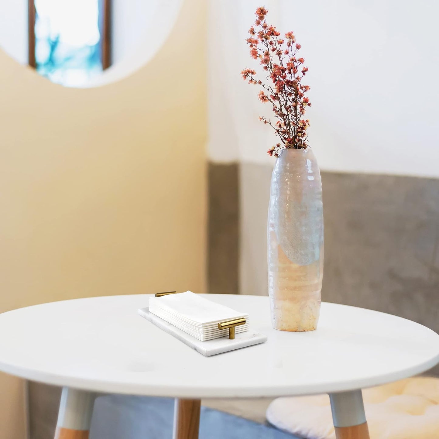 Guest Towel Holder Tray for Bathroom - White Marble-Tray - Napkin Holder for-Bathroom - Paper Hand Towel Holder.