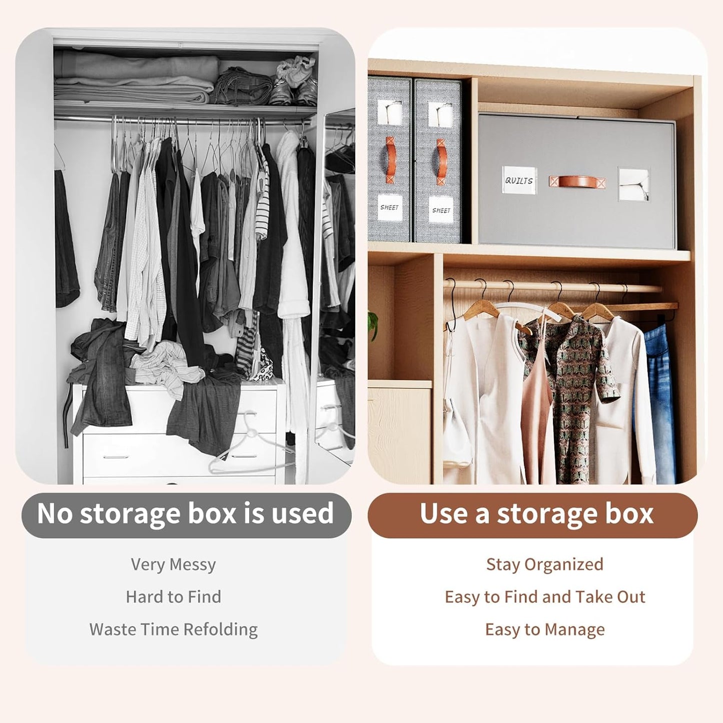 2 Pack comforter Storage Organizers, king&queen size blanket Organizers with Reinforced Walls ，Foldable 21"x18"x11" Space-Saving Design for Bedding Storage & sheet storage