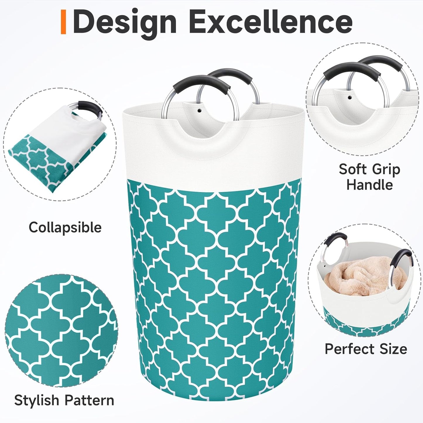 Large Laundry Basket Laundry Hamper Bag Washing Bin Clothes Bag Collapsible Tall With Handles Waterproof Travel Bathroom College Essentials Storage For College Dorm, Family (Green)82L