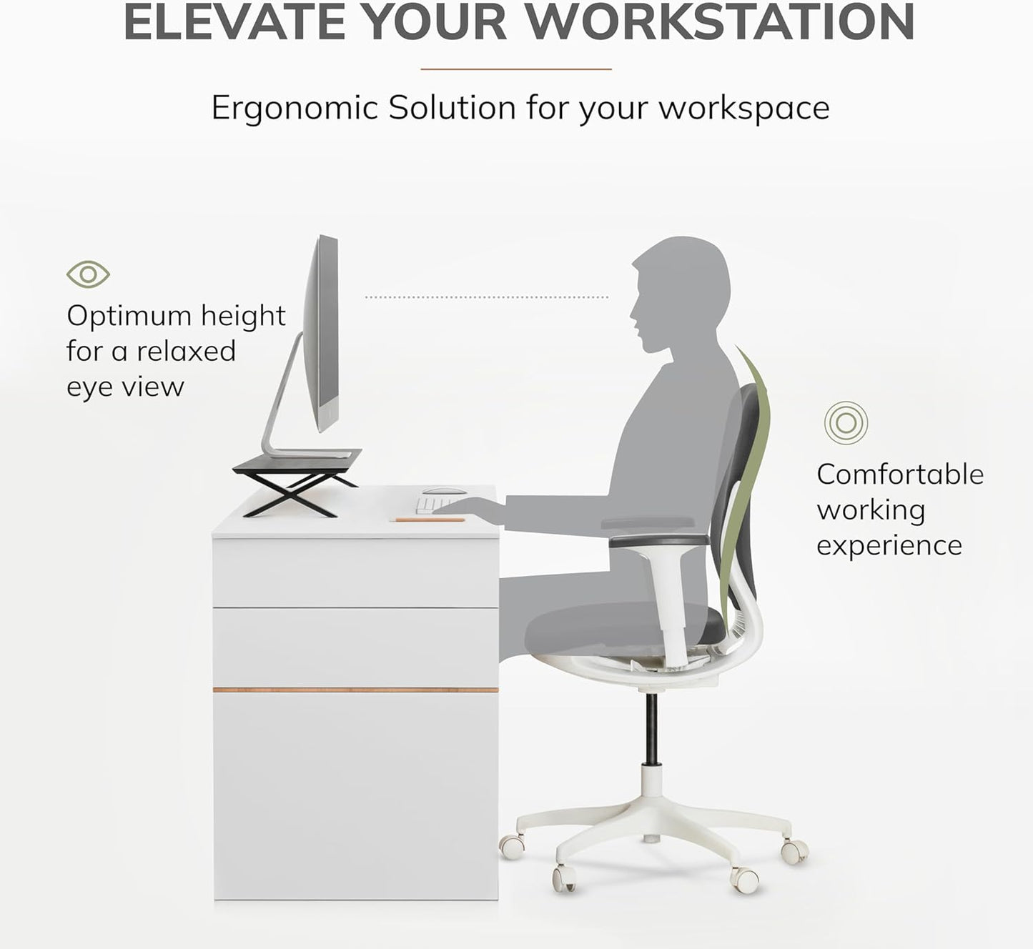 Anji Mountain Monitor Stand - Desktop Organizer & Laptop Riser, Ergonomic Monitor Riser, Space-Saving Monitor Stand for Desk, Durable Construction, Easy Assembly, Ideal for Home & Office,Black