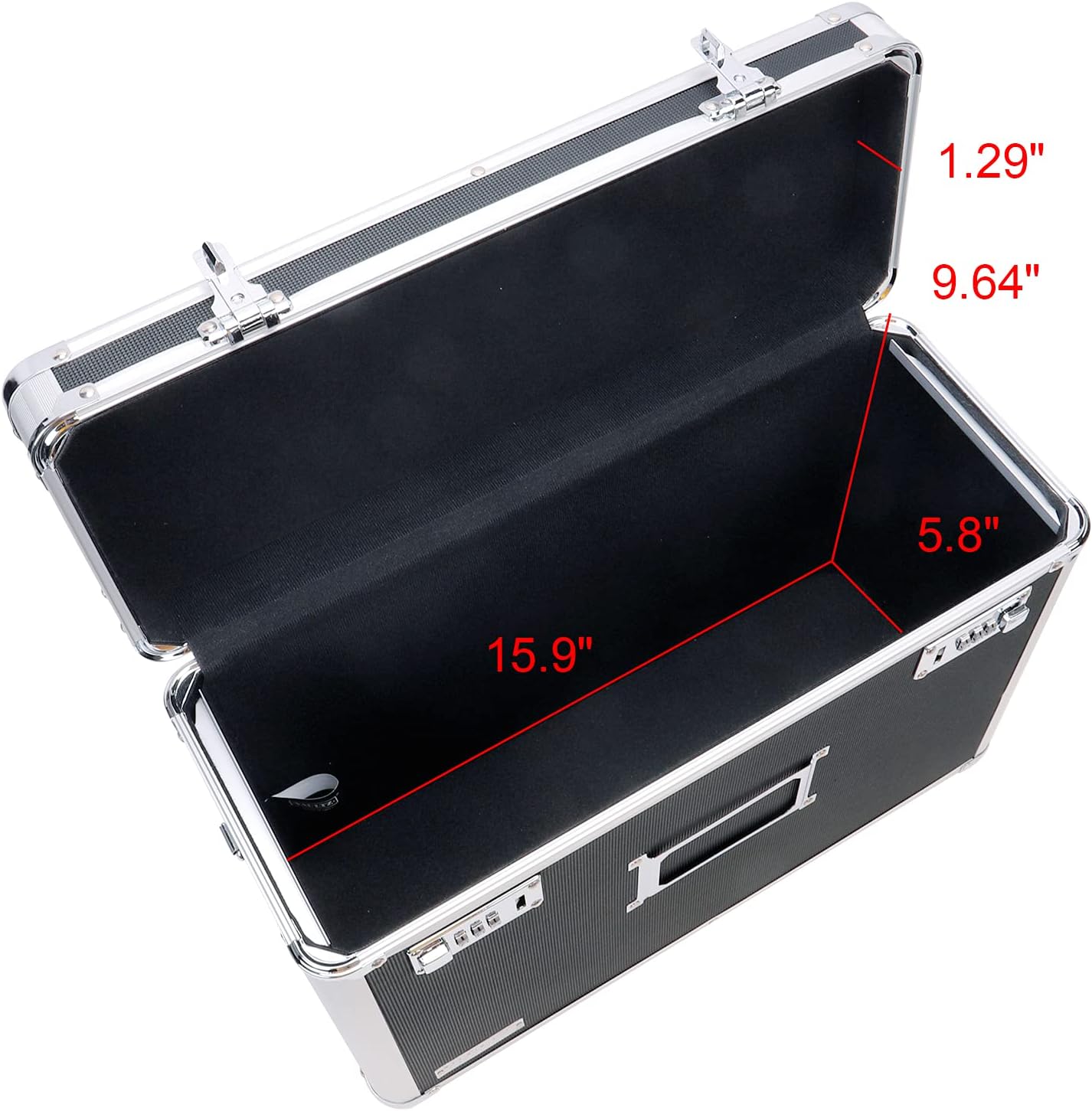 Vaultz File Organizer Storage Box - 14 x 7.25 x 12 Inch Legal Size, Portable Locking Storage Totes with Dual Combination Locks for Filing Office Documents - Black