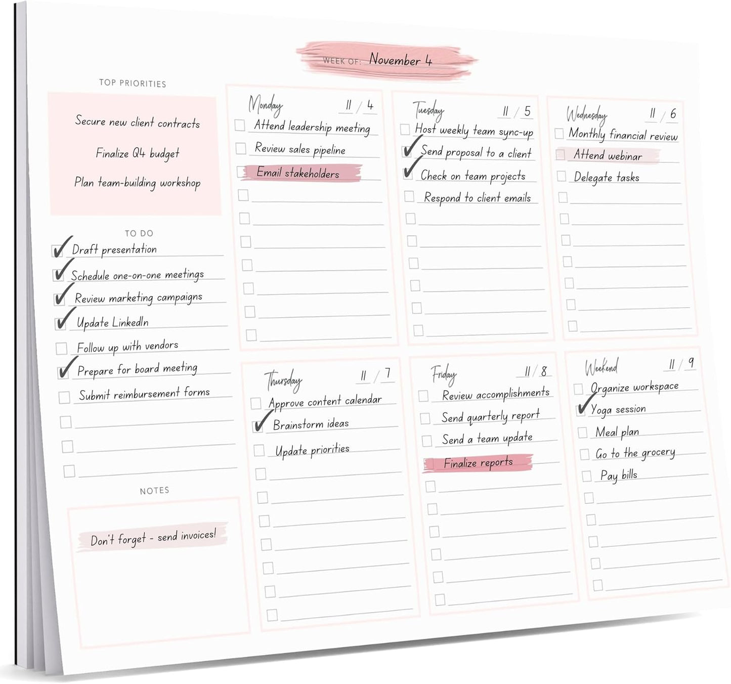 Lamare Weekly Planner Notepad – Premium Undated Weekly To Do List Notepad for School, Home & Office Desk To Do List and Productivity Planning Pad