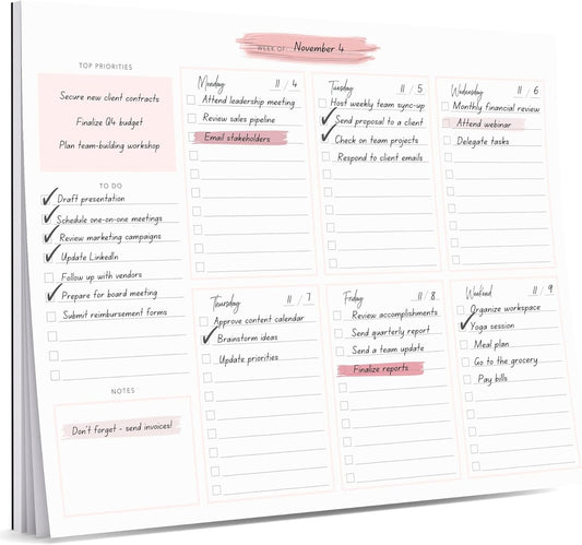 Lamare Weekly Planner Notepad – Premium Undated Weekly To Do List Notepad for School, Home & Office Desk To Do List and Productivity Planning Pad