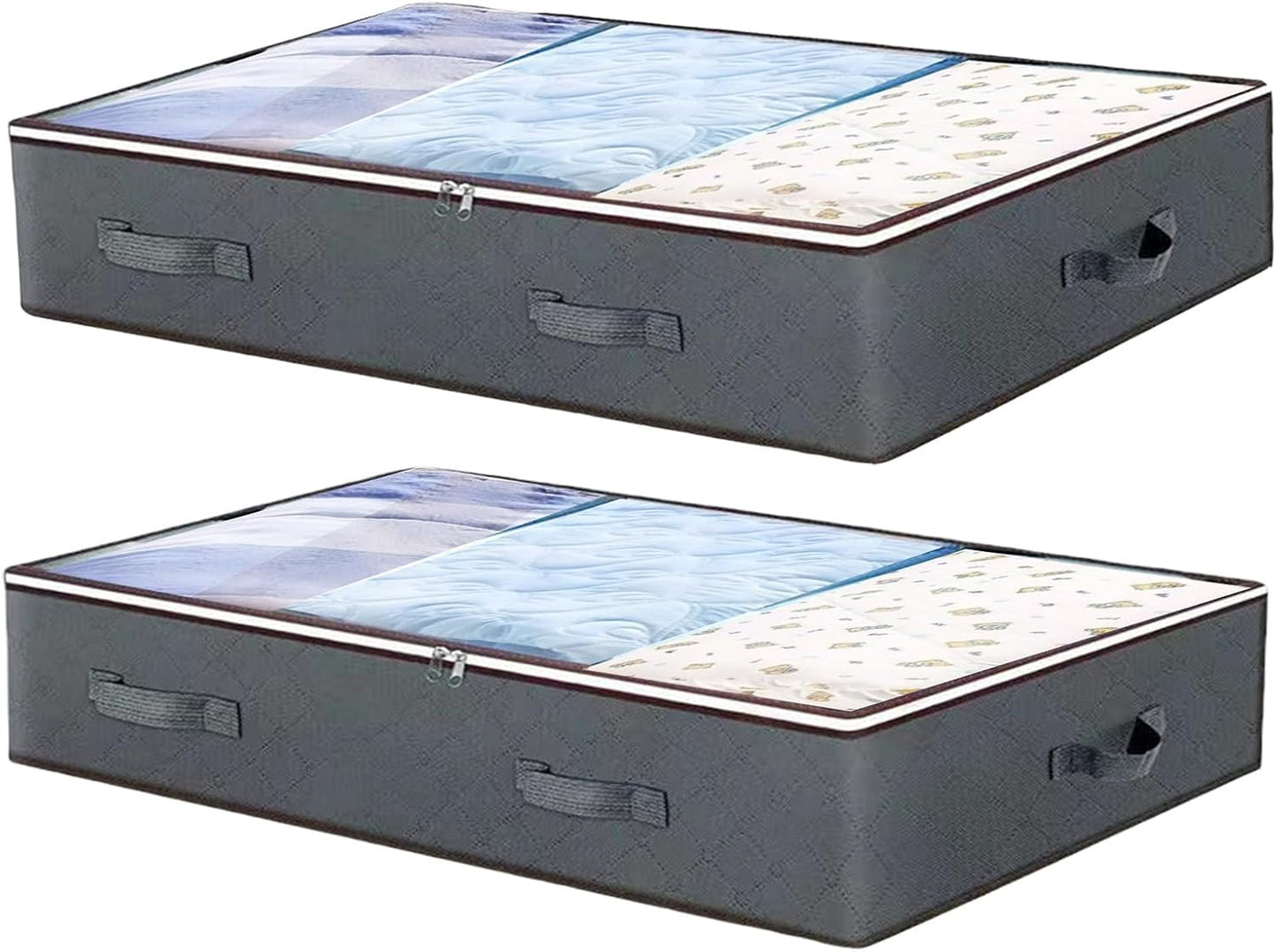 Under Bed Storage Containers, Thin Closet Organizers and Storage Bins with Lids,Clothes Storage Bags for Blankets, Comforter, Sweaters, Pillows