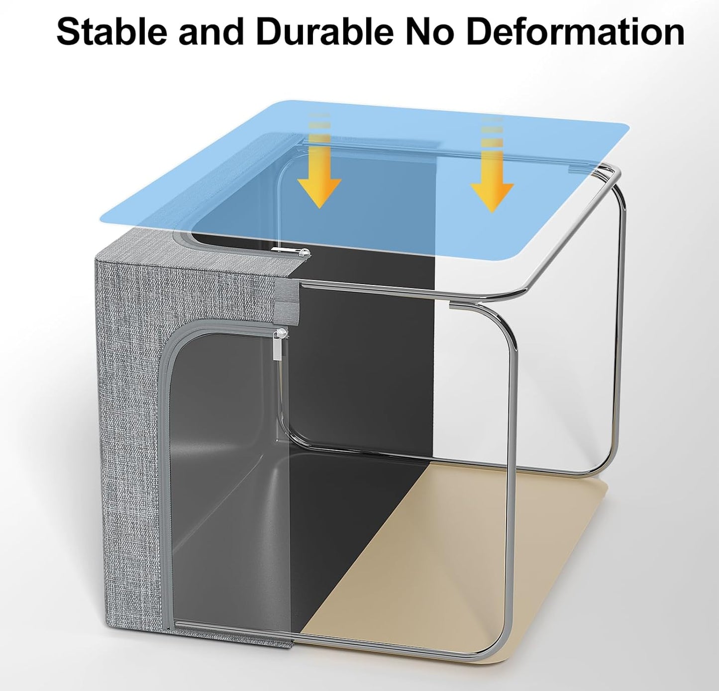 GoMaihe Clothes Storage Bin with Metal Frame: 4-Pack Stackable Closet Storage Bin with Lid & Clear Window, Sweater Boxes Storage for Closet Clothing Bedding Storage Organizer 40L