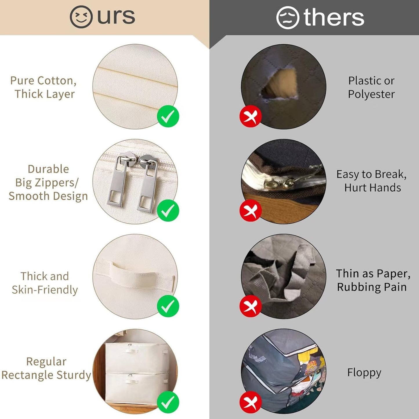 Canvas Comforters Bags Closet Organizers and Storage for Quilts Clothes Organization Containers Bins with Sturdy Zipper, Clear Window 75L for Sweaters Blankets Storage Bedroom Collapsible 2Pack