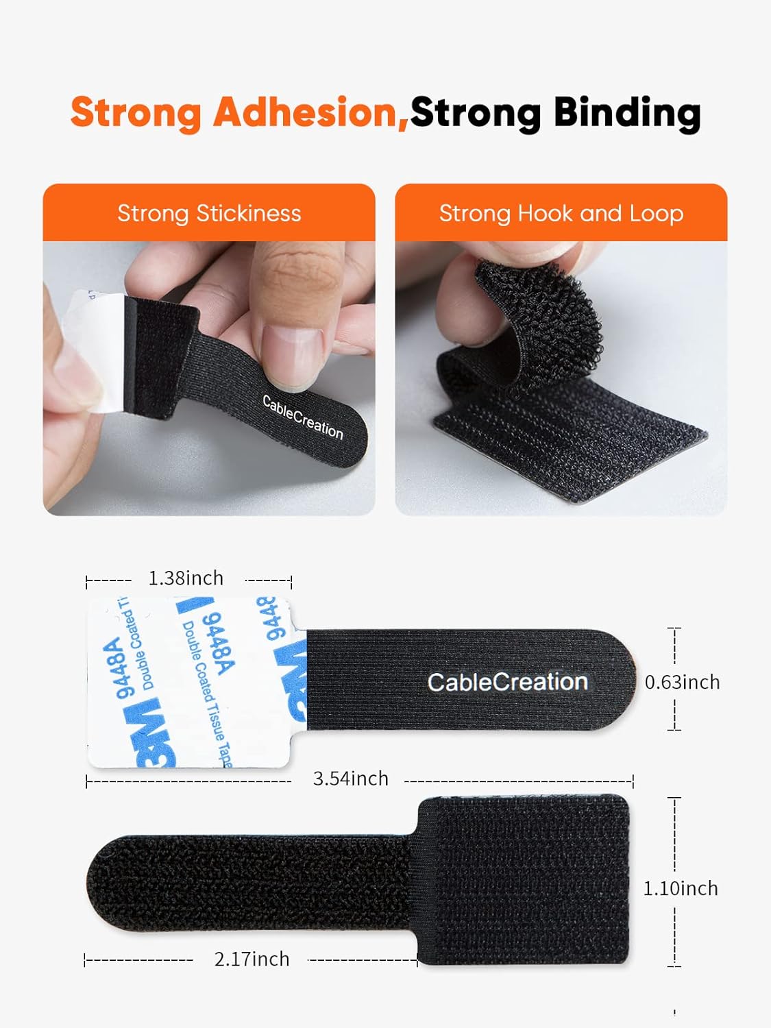 CableCreation Cable Ties, Strong Back-Glue Self Adhesive Cable Straps, Cable Management Straps Hook Loop Cord Organizer Wire Ties for Office/Home/Kitchen/Workshop, Black 5 Pack