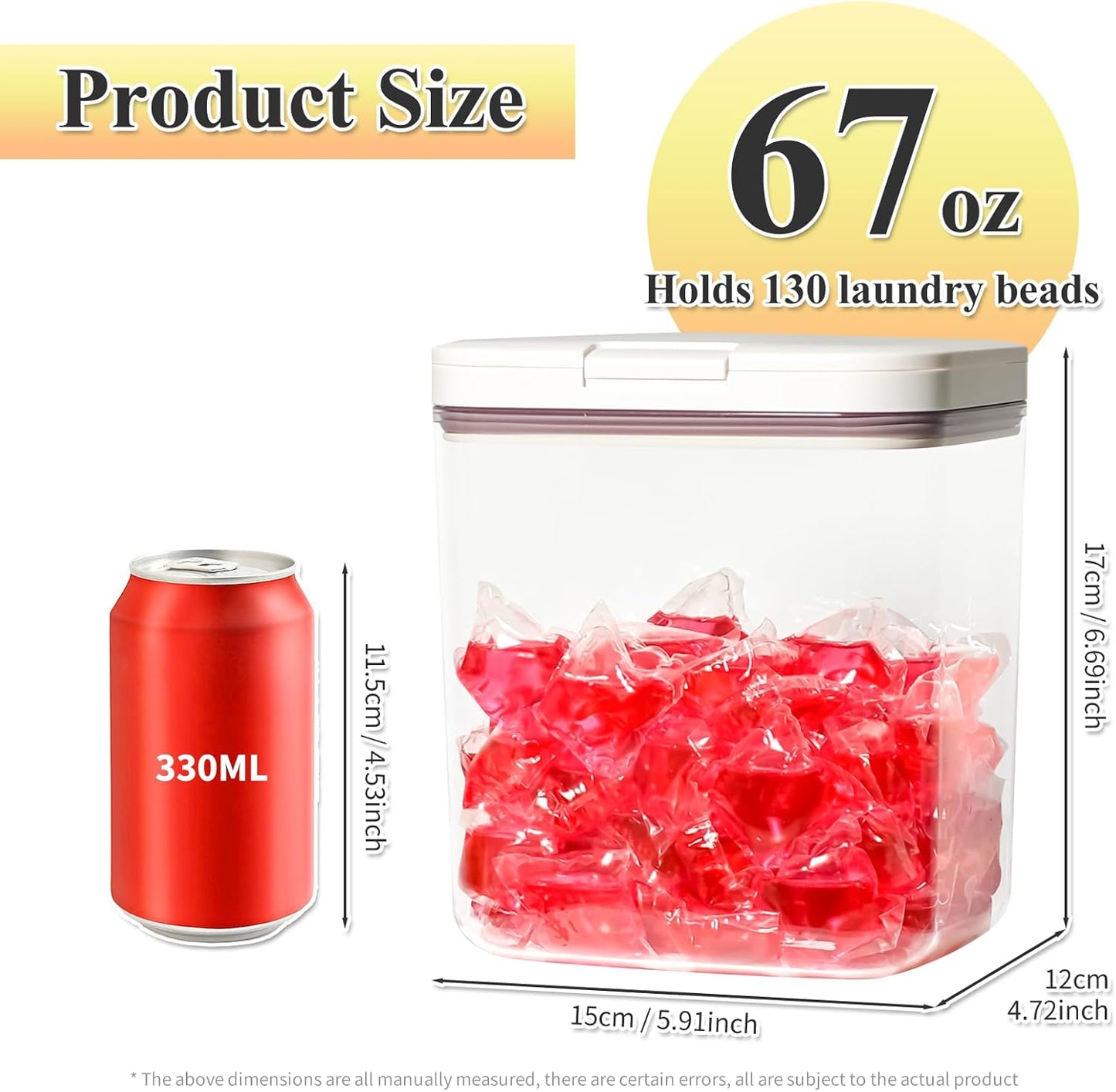 Gute Laundry Pod Holder with Lid - 67oz Sealed Automatic Pop-Up Dispenser, Laundry & Dishwasher Pods for Laundry Room Organization-2L