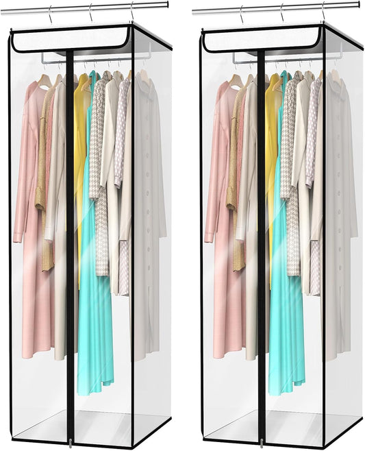 Univivi Clear Garment Bags for Hanging Clothes, 2 Pack Large Clothes Bags for Closet Storage, Premium Hanging Garment Storage Bag for Suits, Coats, Dresses, 54" (Clear)