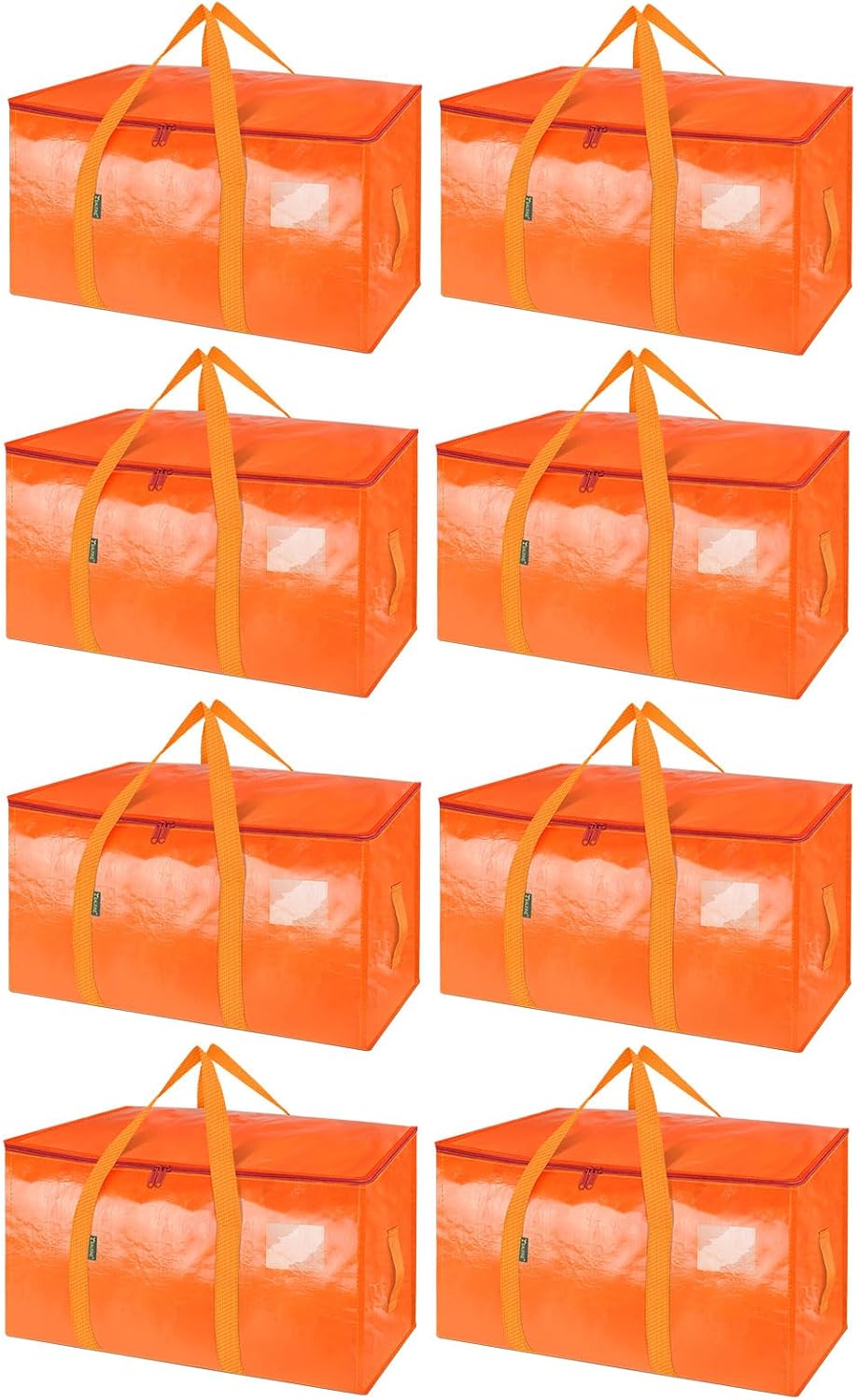 BALEINE 8-Pack Oversized Moving Bags with Reinforced Handles, Heavy-Duty Storage Tote for Clothes, Moving Supplies (Orange, 8-Pack)