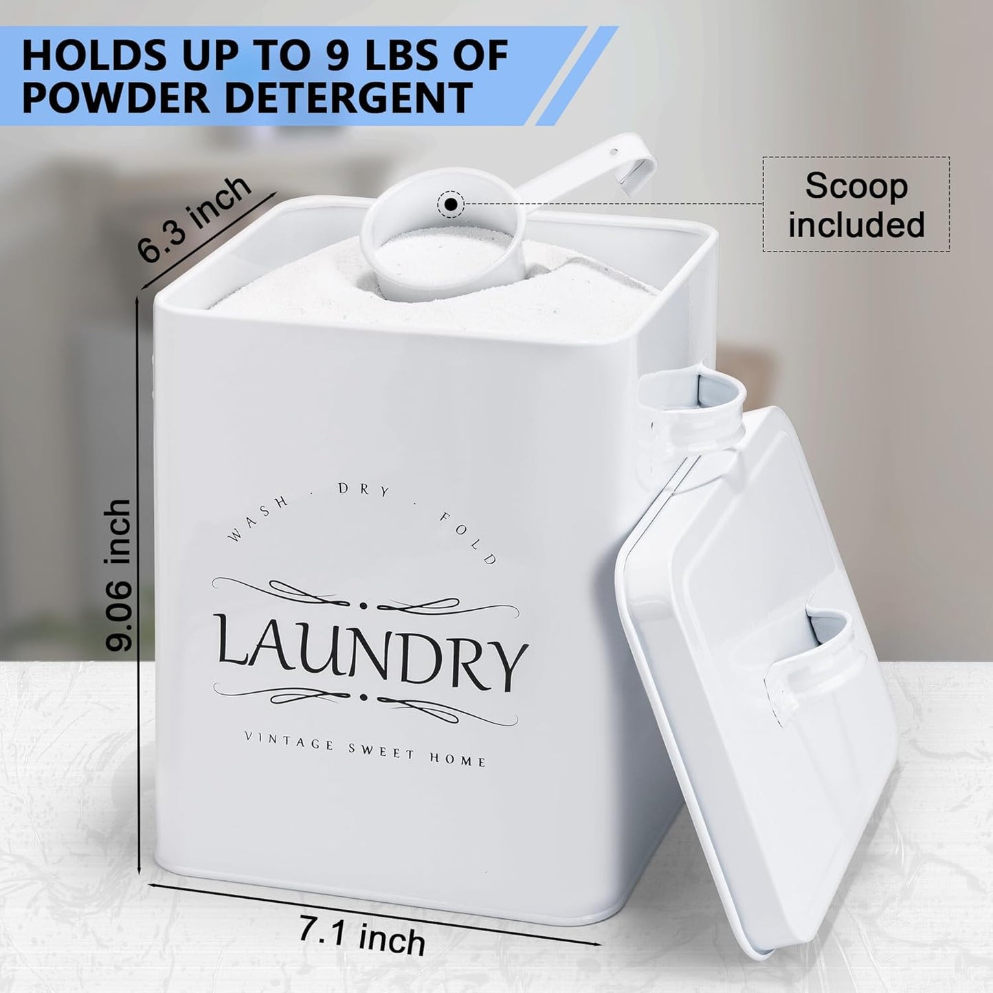 Meraki Home Laundry Detergent Container Set – 2-Pack Detergent Holder with Scoop - Laundry Detergent Sheets and Pods Container - Laundry Room Organization and Storage - Glossy White