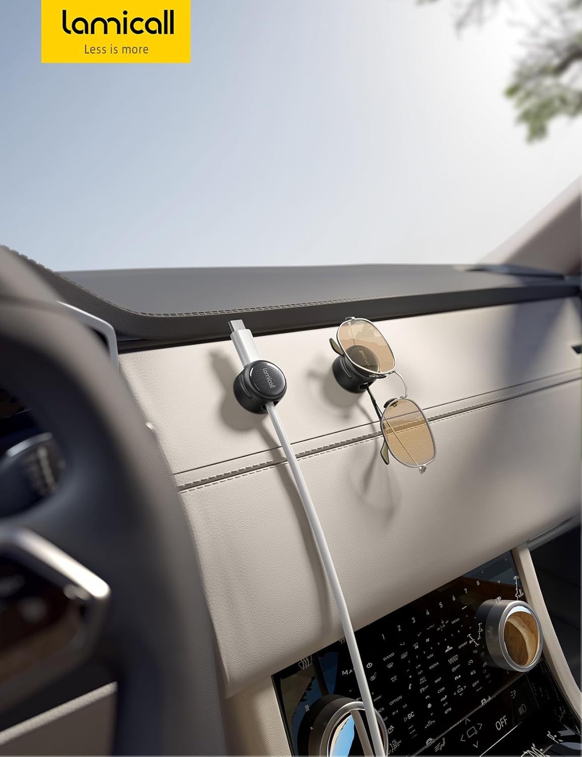 8Pack Magnetic Cord Organizer Cable Clips - Lamicall [Crystal-Clear] Desk Cable Managment for Phone Charging Cord, Adhesive Wire Holder for Home Office Desk Nightstand, Christmas Organizer Accessories