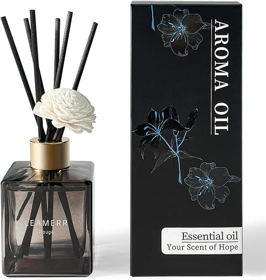 Reed Diffuser Set, 6.1 oz (180 ml) Rouge Scented Diffuser with Sticks Long-Lasting Home Fragrance Reed Diffuser for Home Room Office Bathroom Shelf Decor