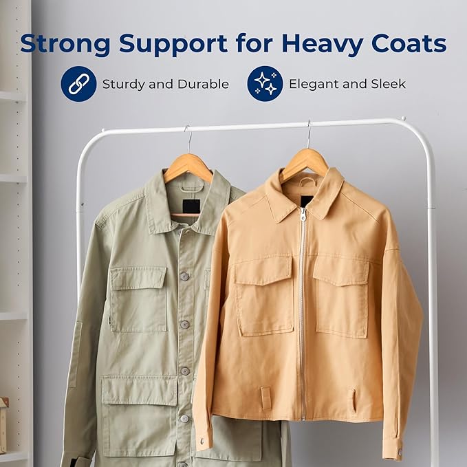 SereneLife Solid Wooden Hangers, Mega Pack, 60 Pieces Hangers for Clothes, Heavy Duty Suit Hanger Set with Chrome 360 Degree Swivel Hook, Notched Design, Natural Wood Color