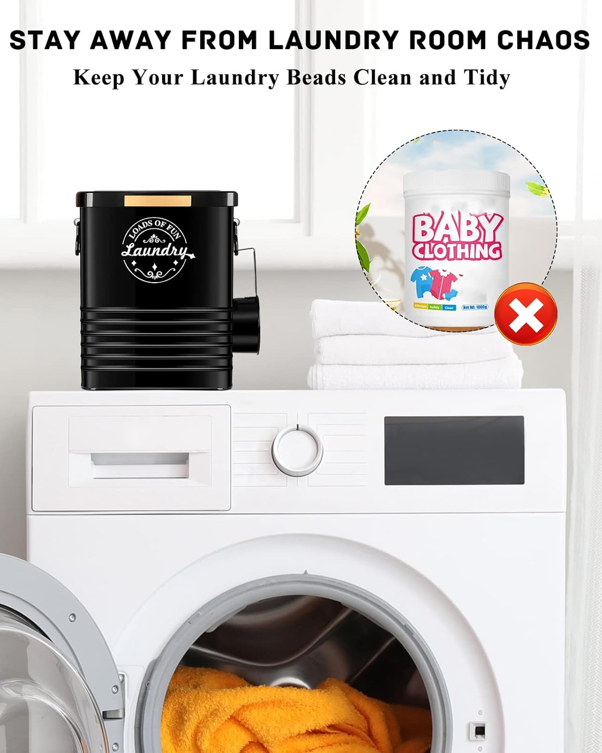 Laundry Detergent Powder Container Dispenser Holder for Laundry Room Organization. Metal Laundry Soap Dispenser with Scoop and Lid. Modern Farmhouse Laundry Room Decor and Accessories (Black)