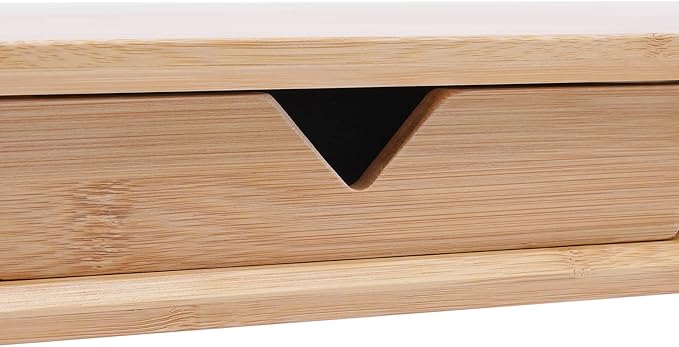Bamboo Monitor Stand Riser, No Assembly Required Exquisite Monitor Support with Drawer, Ergonomic Height Wood