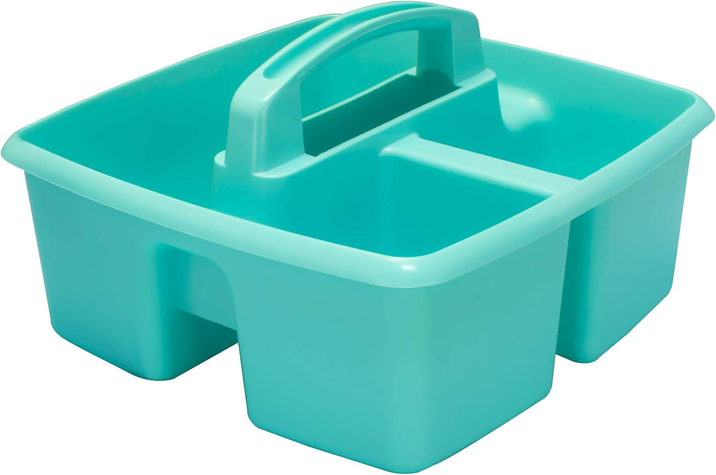 Storex 3-Compartment Small Caddy – Multipurpose Classroom Organizer with Handle, Aquamarine, 6-Pack (00952A06C)