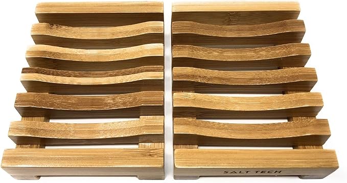 Bamboo Soap Dish, 2pc Rectangular, Light Brown, 3.4 x 4.5 inches, 0.14 pounds, Bathtub