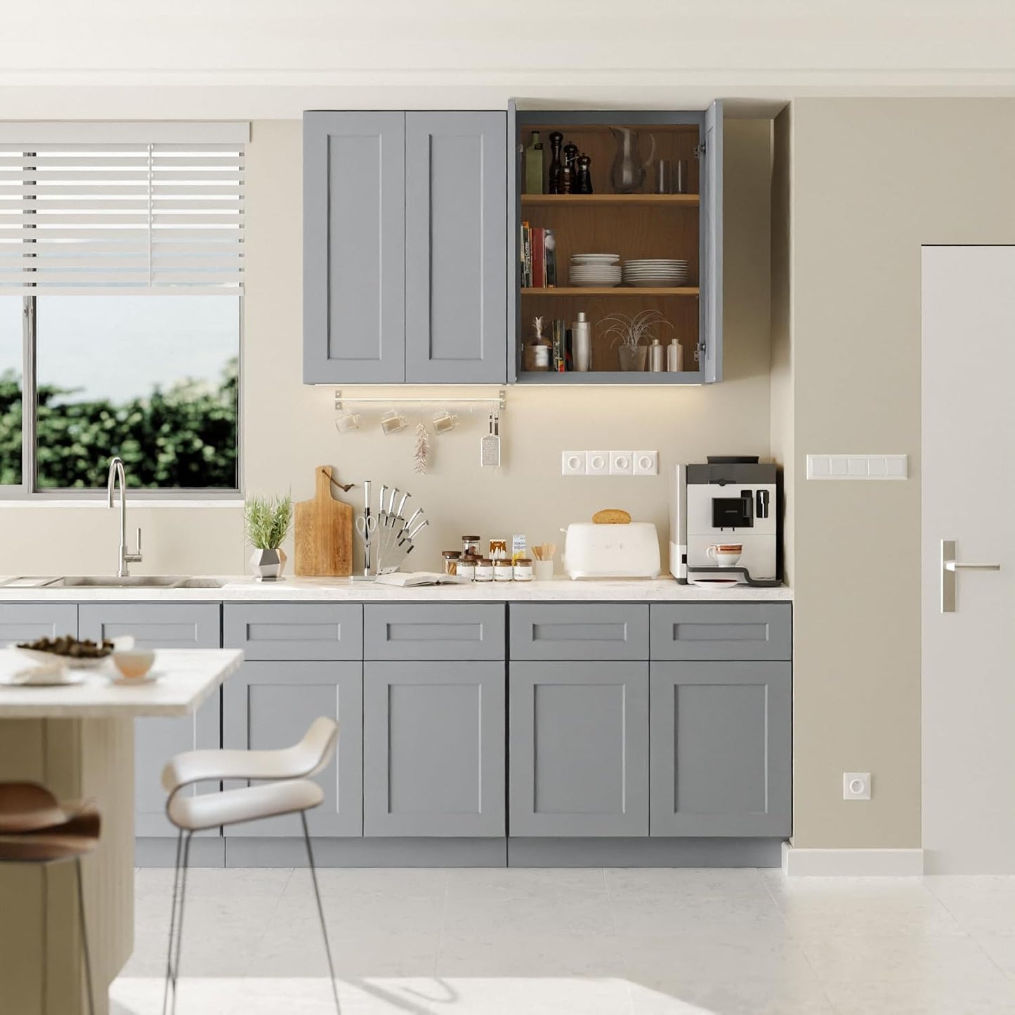 27 Inch Medicine Cabinet Wall Mounted, Solid Wood Over The Toilet Storage Cabinet, Bathroom Organizer Cabinets with 2 Door & Shelves, Easy to Assemble for Laundry Room, Kitchen, Garage - Dark Gray