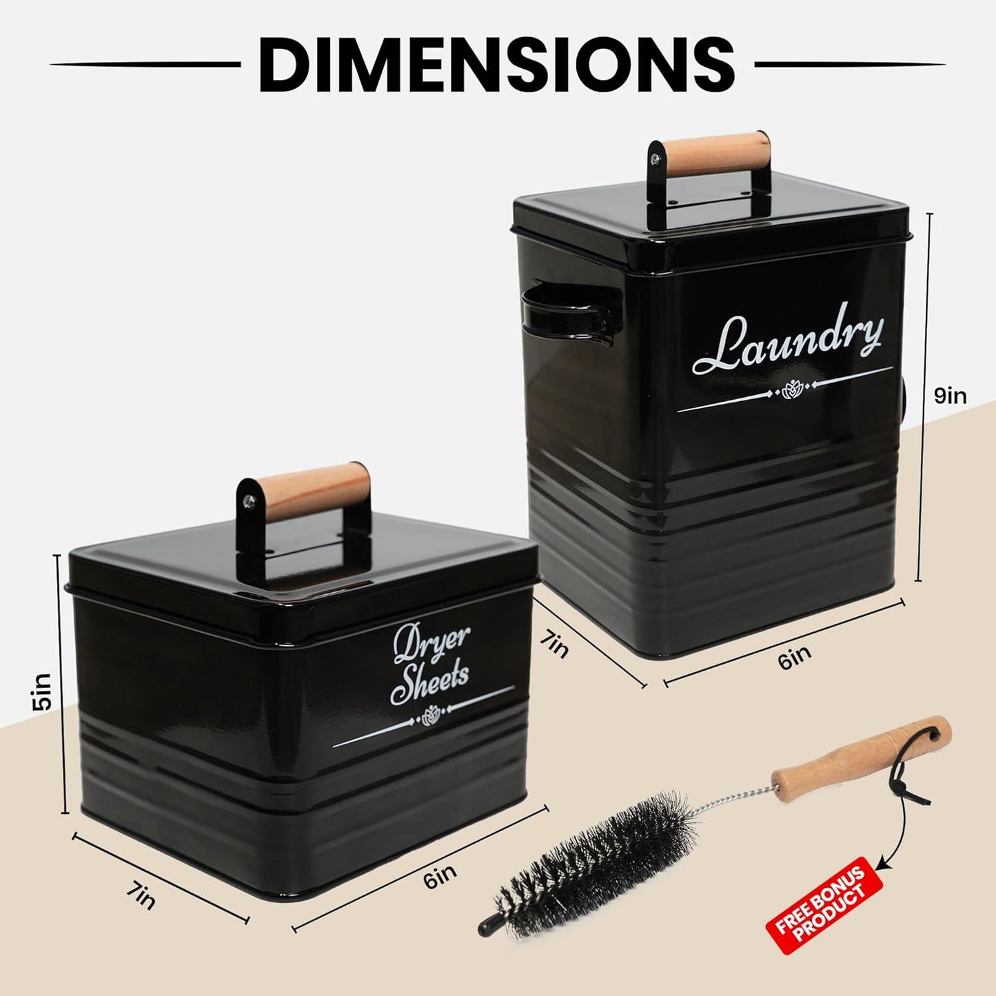 Farmhouse Metal Detergent Pod Container with Dryer Sheet Holder for Laundry Room Organization and Storage - Holds Over 200 Pods and 300 Sheets