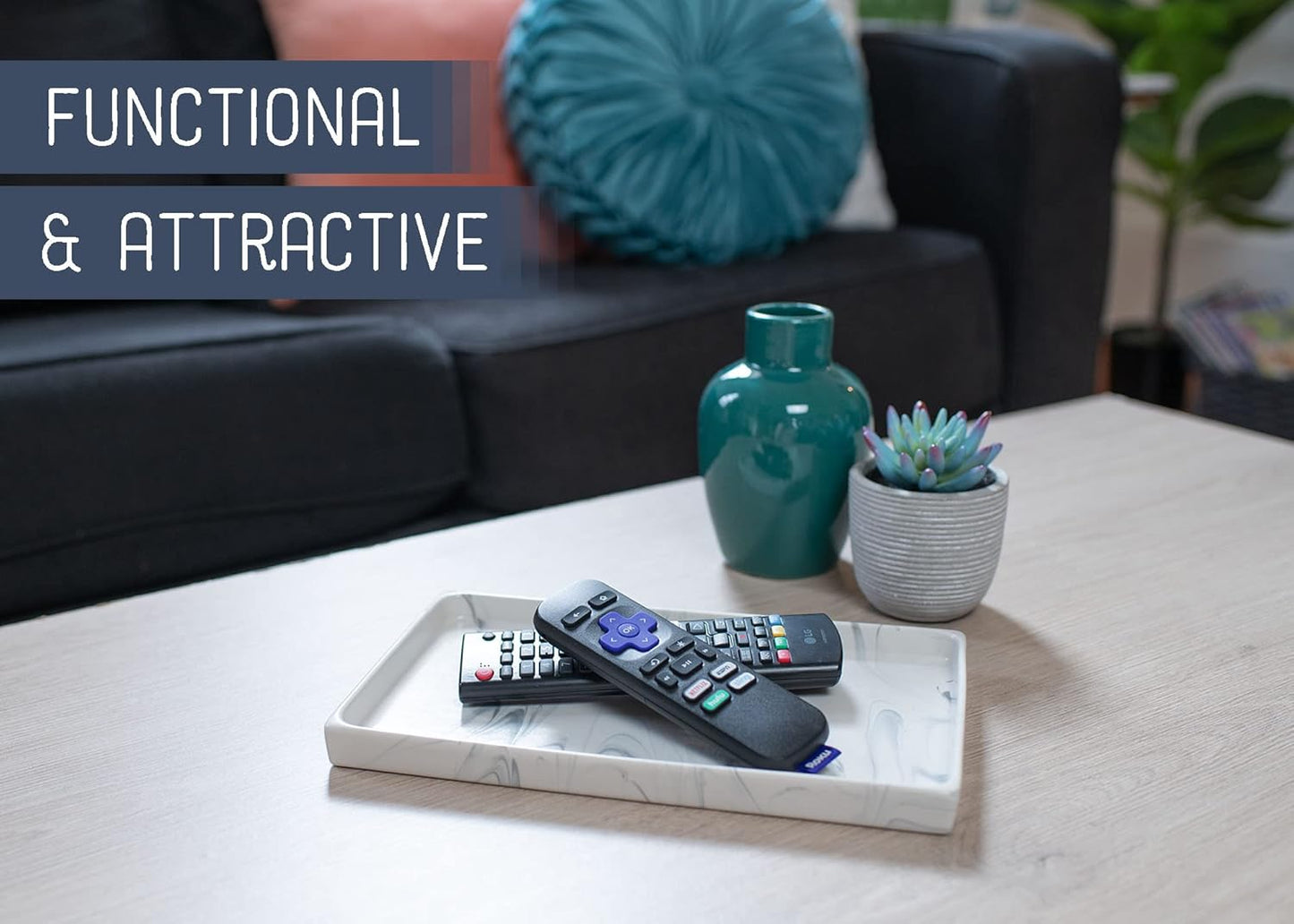 NAT & Jules 10 x 6 Ceramic Stoneware Vanity Tray - Perfect Bathroom or Kitchen Counter Organization Décor: Sponge Holder, Soap Dish, Jewelry and Perfume Tray, Marbled Cream