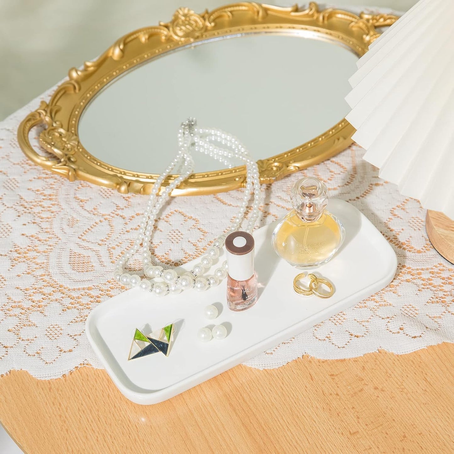 CosyCorner Ceramic Bathroom Tray, White, 9.8in x 3.9in x 0.7in