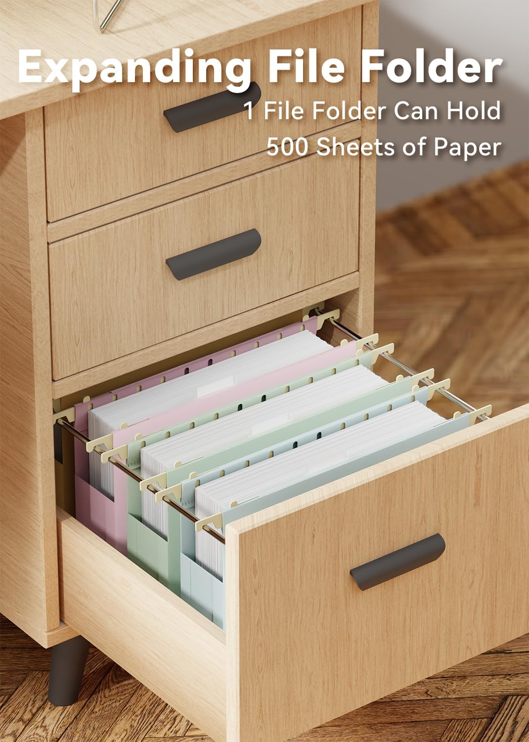 Ansook Plastic Letter Size Hanging File Folders,Heavy Duty 2" Expandable File Folder with Tabs,12 Pack Reinforced File Cabinet Folders for Documents,Morandi Colored Extra Capacity Hanging Folders