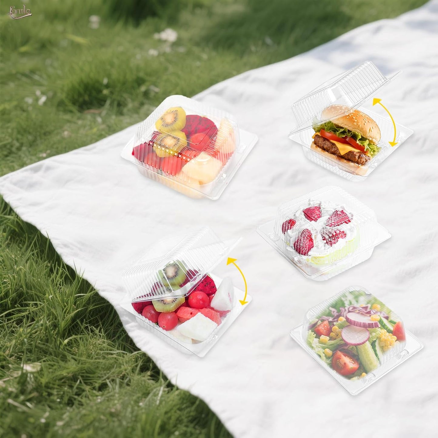 50 Count Clear Plastic Containers with Lids for Food, Thickened Disposable Sandwich Containers Clamshell Boxes for Cake Slice, Dessert, Hamburger, Salad