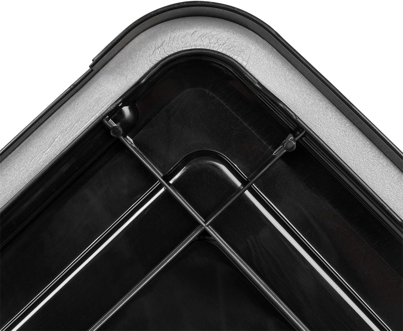 IRIS USA WeatherPro 31 Qt Storage Bins with Lids, 4 Pack, BPA-Free Plastic Gasket Box with Tight Latch and Seal, Stackable Nestable Tote Tub - Black/Red