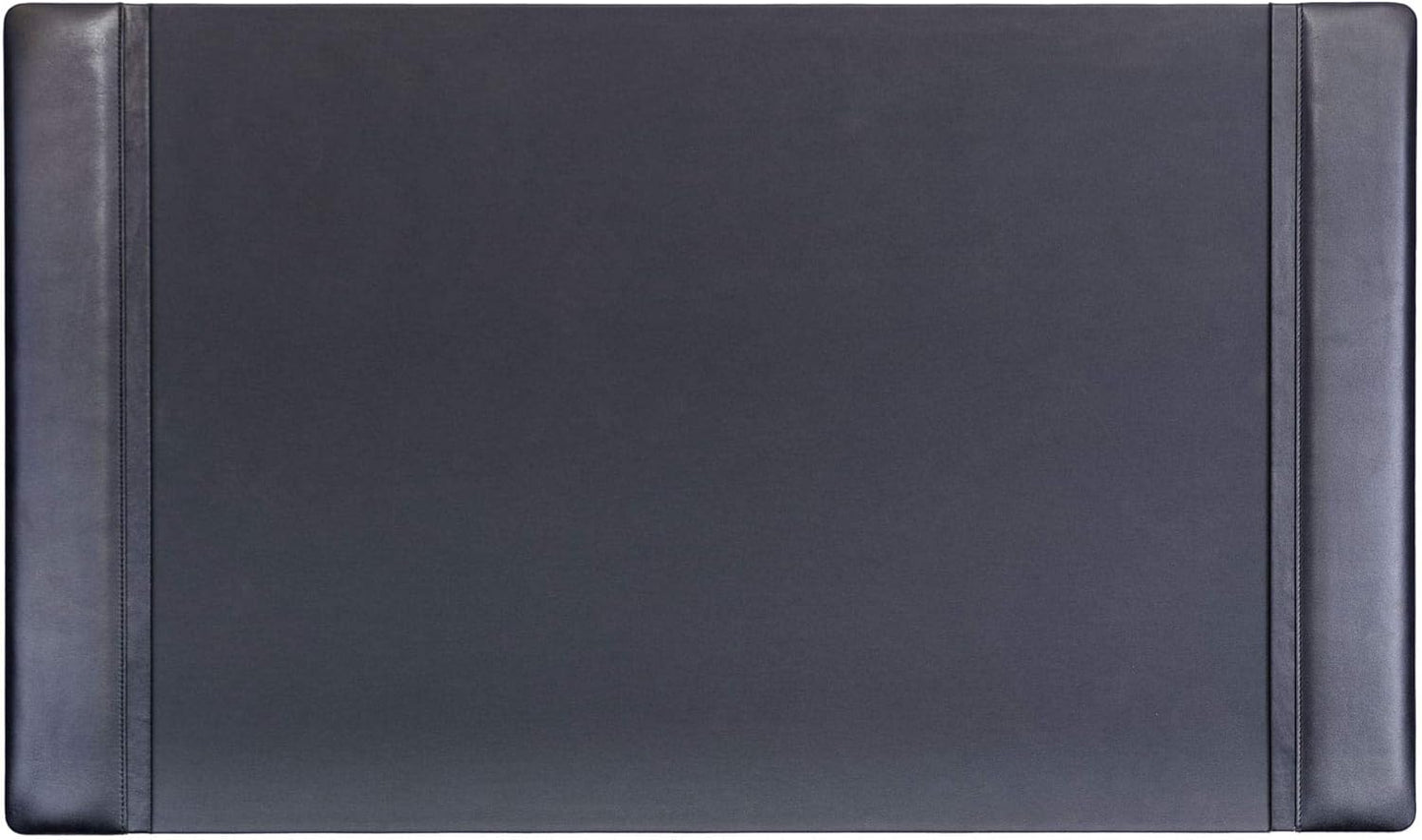 Dacasso Classic Leather Desk Pad with Side Rails - Luxury Leather Desk Blotter for Writing - Padded Executive Desk Surface Protector - (Black, 34” x 20”)