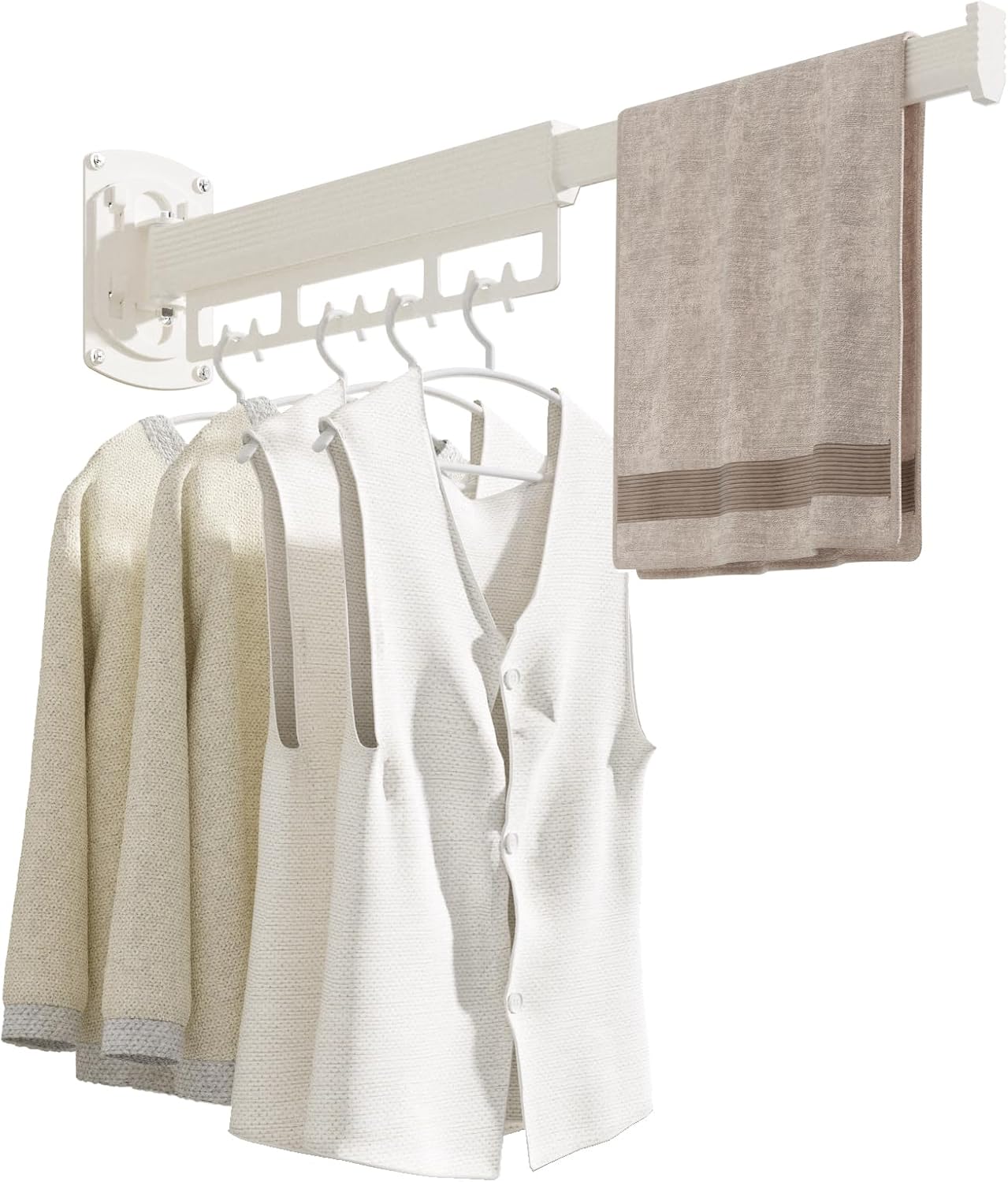 No More Cluttered Home!Clothes Drying Racks for Small Spaces,Foldable,That Fits Suitable for Bathroom,Small Balcony,RV,Easy to Install and Disassemble Durable (White)
