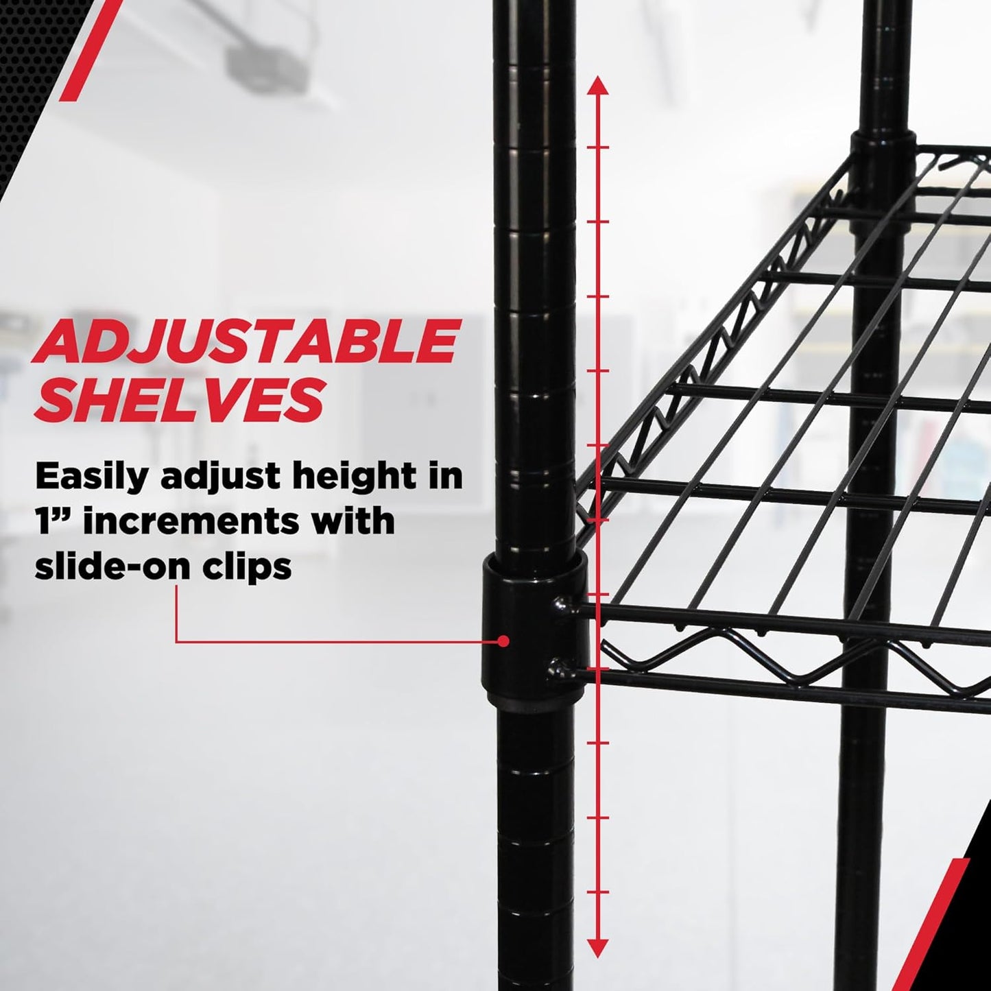 Champ® 4-Tier Mobile Wire Shelving Unit - Heavy-Duty Adjustable Storage Rack, 250 lb Capacity Per Shelf, Powder-Coated Steel Organizer with Wheels for Garages and Home