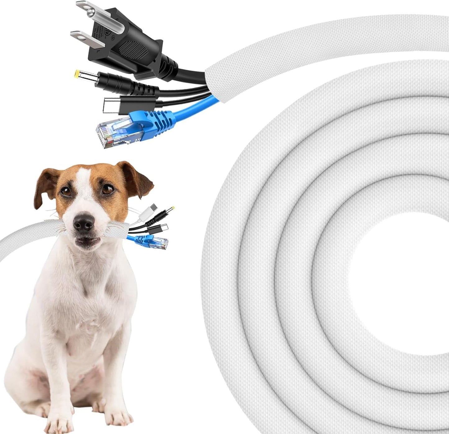 Secbolt Cord Protectors from Pets No Chew, 10ft - 1 inch Ultra Durable Cord Covers for Pets, Bite-Resistant Cable and Wire Protector for Cats, Dogs, Rabbits - White