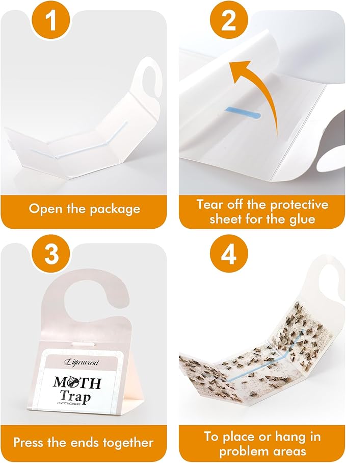 Pantry Moth Traps - Extra Strength Hanging Clothes Clothing Moth Traps with Pheromone for House Pantry Indoor Closets - 10 Pack