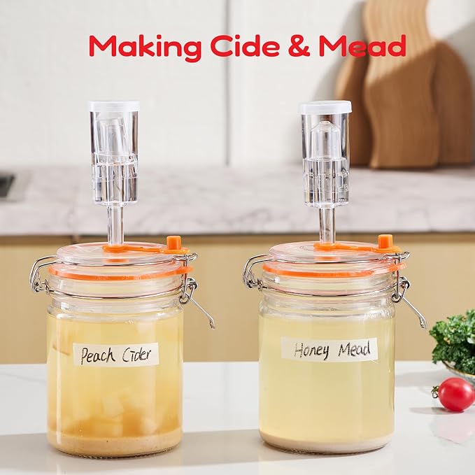 Jillmo Glass Fermentation Jar, 700ml Fermenting Kit for Making Sauerkraut, Hot Sauce, Mead, Cider and More, Pack of 2