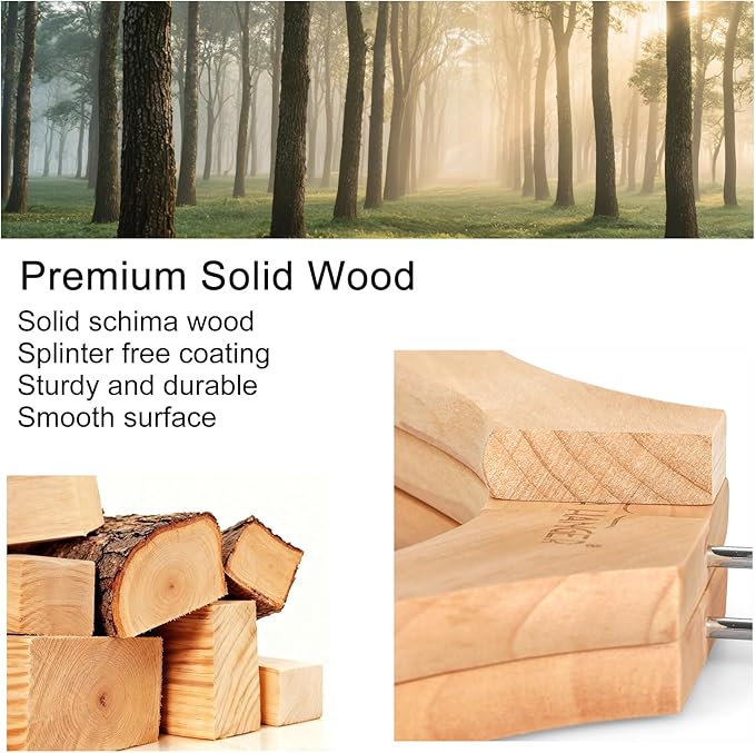 TOPIA HANGER Wooden Coat Hangers 24 Pack, Premium Wood Top Suit Hangers with No Shoulder Bump, 360° Swivel Hook and Cut Notches Clothes Hangers for Sweater, Coat, Shirts, Jackets, Dress, Natural CT85N