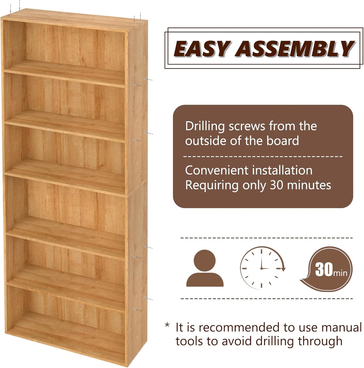 Wooden 6 Cube Storage Organizer,6 Tier Low Bookcase Storage Display Organizer, 64 Inch Versatile Cubes Shelf and Cubby Unit for Any Space (Natural Oak, 6 Cube-W(23.6inch)