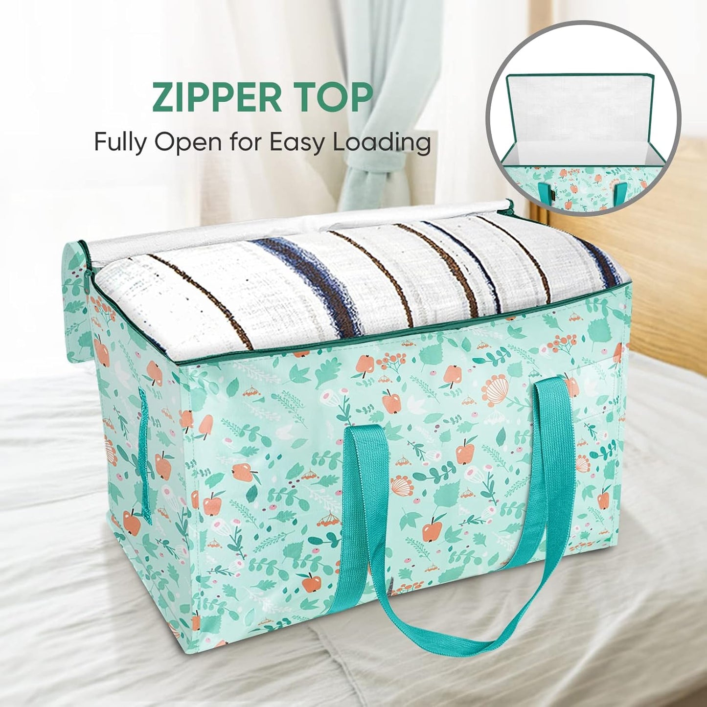 BALEINE 2-Pack Oversized Moving Bags with Reinforced Handles, Heavy-Duty Storage Tote for Clothes, Moving Supplies (Spring Stroll, 2-Pack)