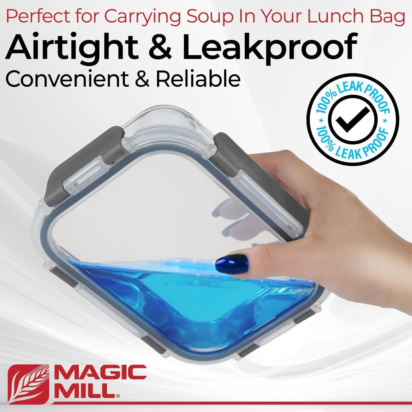 Magic Mill Premium Borosilicate Glass Food Storage Containers with lids Set | 24pc Sets with 12 Bowls & 12 Airtight Locking Lids for Lunch & Meal Prep, Safe for Oven, Freezer, Dishwasher, BPA-Free