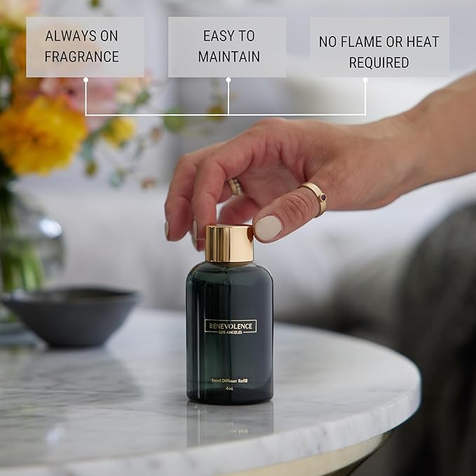 Benevolence LA Lavender & Eucalyptus Reed Diffuser Oil Refill | Long Lasting Home Fragrance for Bathroom and Bedroom | Essential Oils for Relaxation - 4 oz