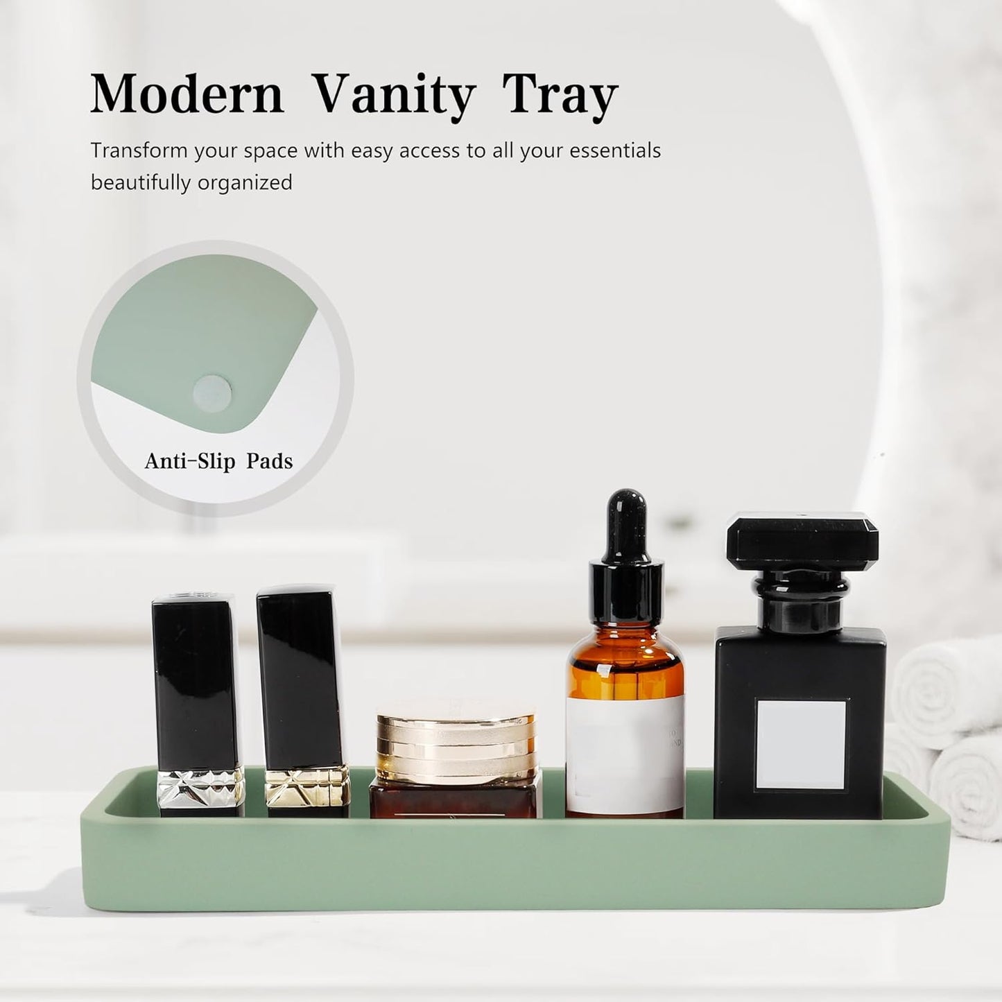 Bathroom Accessories Set, 4 Pcs Bathroom Accessory Set, Soap Dispenser, Toothbrush Holder, Qtip Holder Set, Bathroom Sets Complete, Bathroom Sink Set for Modern Home Decor,Green